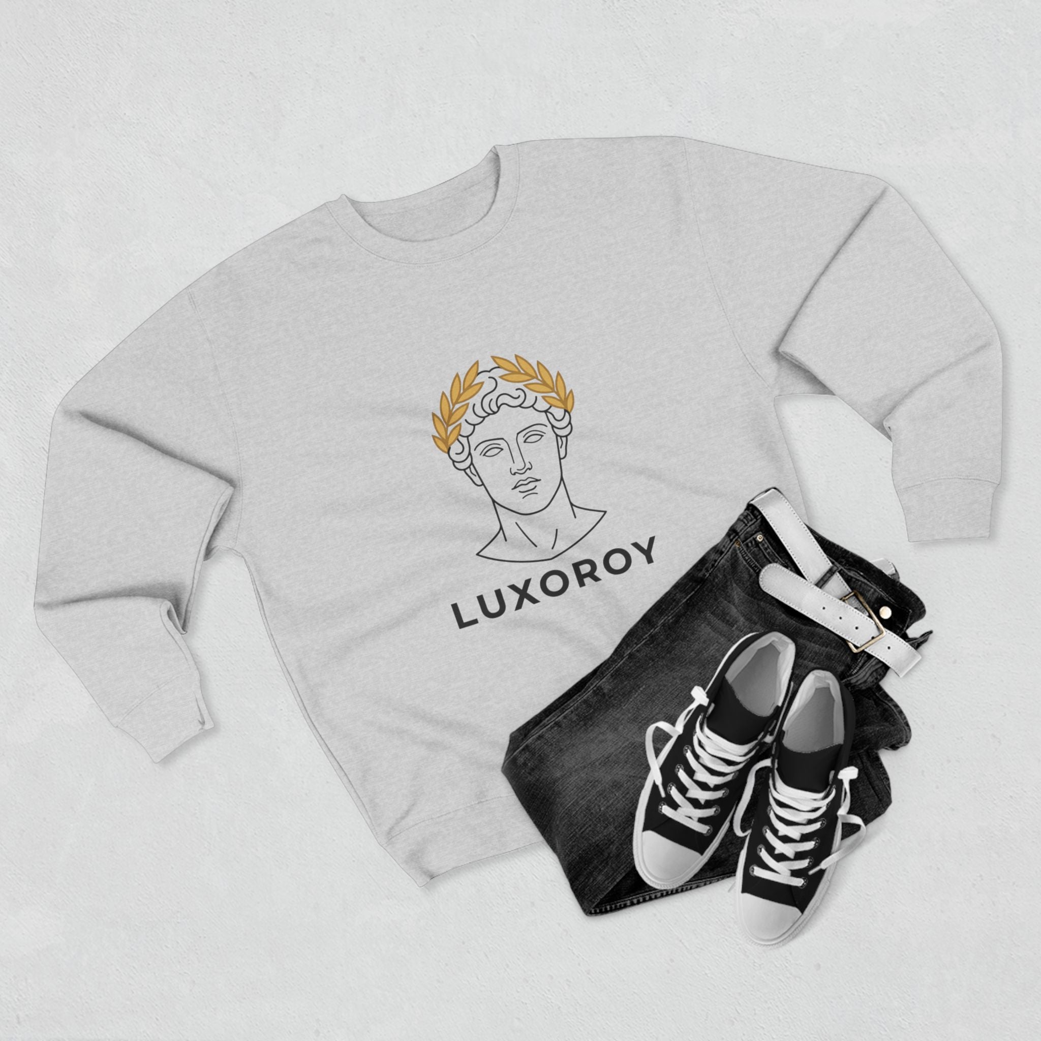 Luxoroy Greek Statue Crewneck Sweatshirt — Minimal Classical Art Design