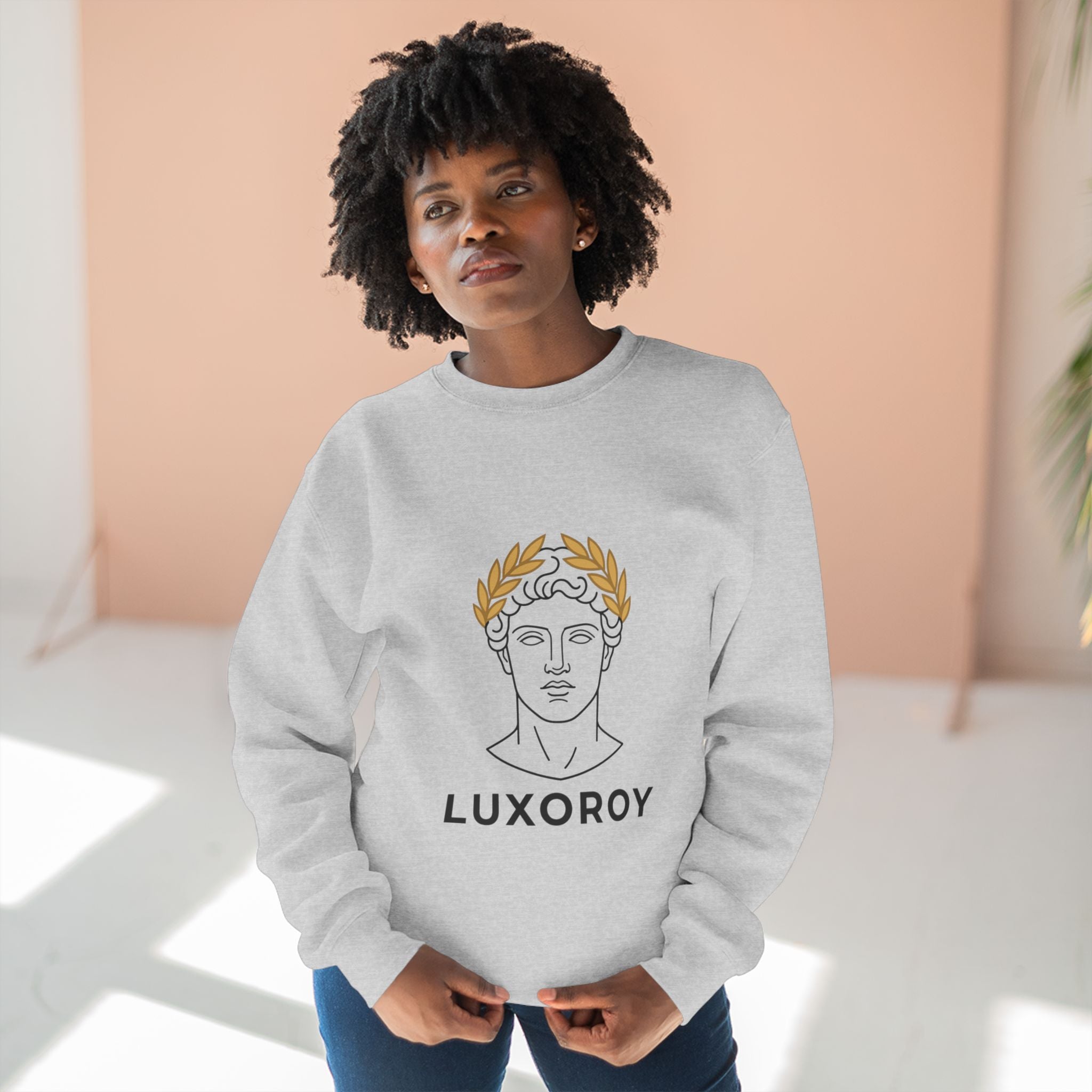Luxoroy Greek Statue Crewneck Sweatshirt — Minimal Classical Art Design