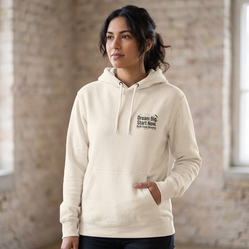 Dream Big. Start Now.” Premium Minimal Fleece Hoodie — Everyday Motivation Essential