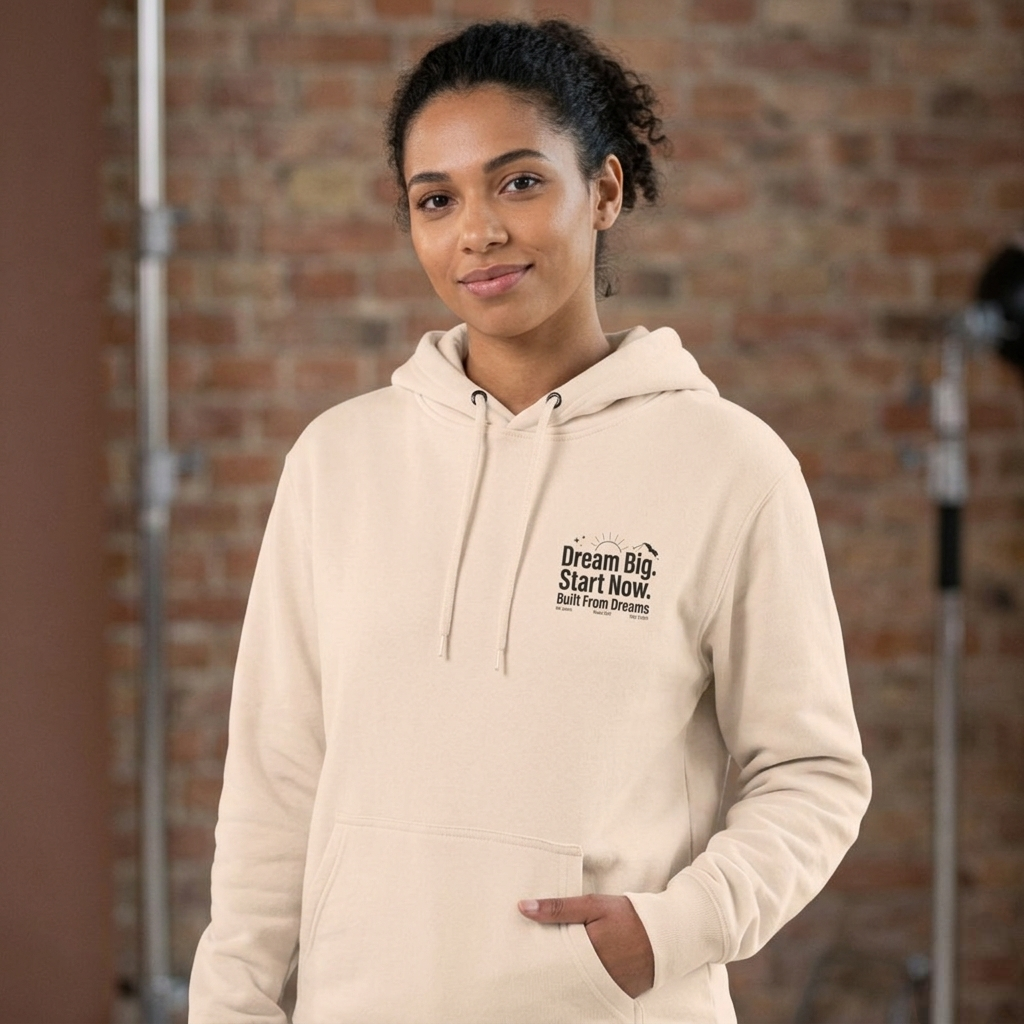 Dream Big. Start Now.” Premium Minimal Fleece Hoodie — Everyday Motivation Essential